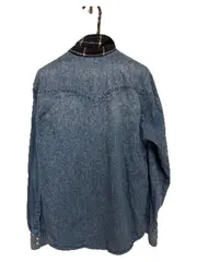 Vorschaubild 2 von Fresh Leaves Herren Jeanshemd Denim Western Gr. M Blau Karierter Kragen