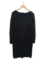 Vorschaubild 2 von Etuikleid Damen Gr. 32/XXS Schwarz Viskose Blumenmuster Elegant