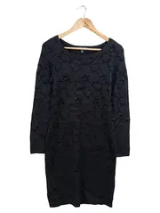 Vorschaubild 1 von Etuikleid Damen Gr. 32/XXS Schwarz Viskose Blumenmuster Elegant