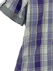 Vorschaubild 4 von Herren Freizeithemd Karo Kurzarm Lila Gr. M Baumwolle Casual
