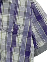 Vorschaubild 3 von Herren Freizeithemd Karo Kurzarm Lila Gr. M Baumwolle Casual