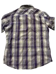 Vorschaubild 2 von Herren Freizeithemd Karo Kurzarm Lila Gr. M Baumwolle Casual