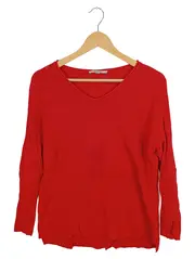 Vorschaubild 1 von Damen Pullover Rot Gr. 42/XL V-Ausschnitt Strick Casual