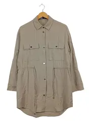 Vorschaubild 1 von Damen Hemdjacke Shacket Beige Oversized Gr. XS Viskose Casual