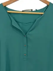 Vorschaubild 2 von Damen Bluse Langarm Petrol Uni Gr. 34 XS Polyester Casual