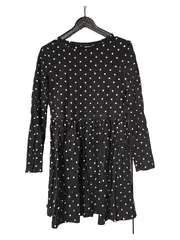 Vorschaubild 1 von Kinder Freizeitkleid Gr. 134 Schwarz gepunktet Casual Baumwolle