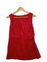 Vorschaubild 1 von Damen Bluse Gr. 38 M Rot Elegant Ärmellos Festlich