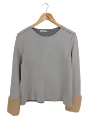 Vorschaubild 1 von Damen Langarmshirt Grau Gr. 36/S mit Fellmanschetten Casual Modern