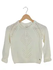 Vorschaubild 1 von Strickpullover Mädchen Gr. 134 Weiß Lochmuster Baumwolle