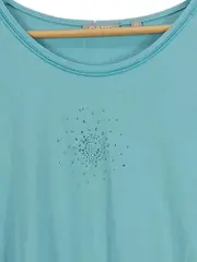 Vorschaubild 3 von Damen T-Shirt Türkis Gr. 48/4XL 3/4-Arm Casual Strass