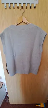 Vorschaubild 4 von Damen Pullunder Strickweste V-Ausschnitt Gr. 44 Grau Basic