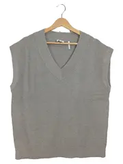 Vorschaubild 1 von Damen Pullunder Strickweste V-Ausschnitt Gr. 44 Grau Basic