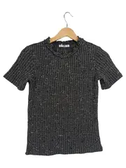Vorschaubild 1 von Damen Strickshirt Top Gr. 36/S Schwarz Modern Kurzarm