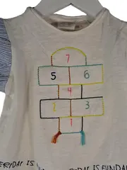 Vorschaubild 2 von Baby Mädchen T-Shirt Gr. 80 Weiß Hüpfspiel Stickerei 9-12M