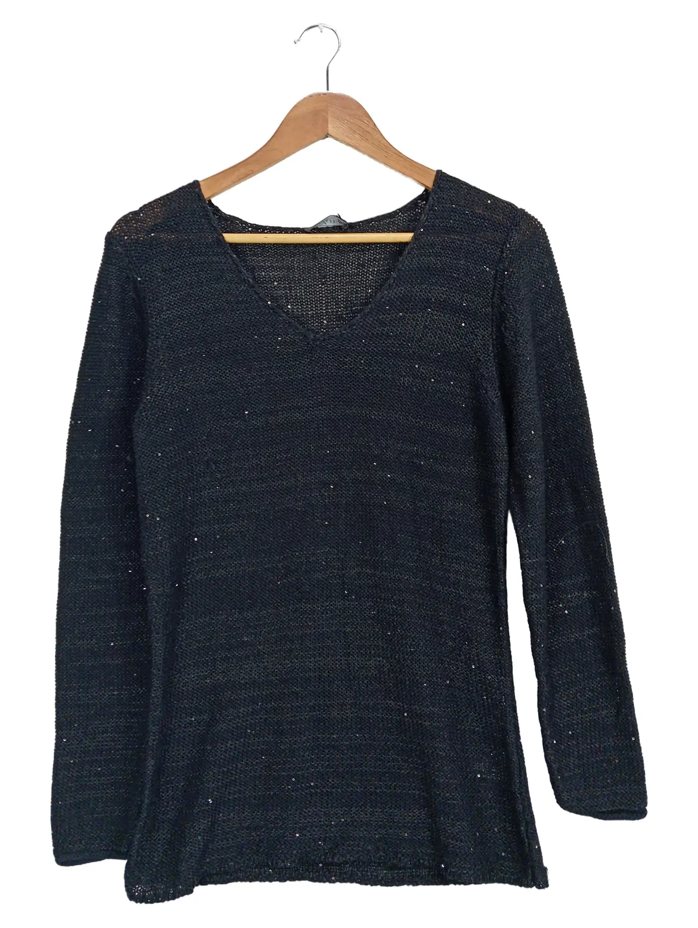 VIA APPIA Pullover Damen Gr. 38 Schwarz Glitzer Casual Oberteil