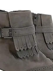 Vorschaubild 2 von Damen Stiefelette Grau Gr. 38 Elegant Fransen Leder