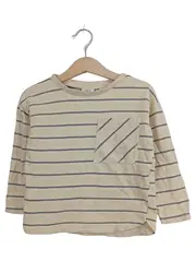 Vorschaubild 1 von Kinder Langarmshirt Baumwolle Gestreift Beige Gr. 92 Alltag