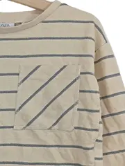 Vorschaubild 2 von Kinder Langarmshirt Baumwolle Gestreift Beige Gr. 92 Alltag