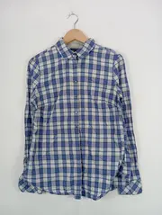 Vorschaubild 2 von Damen Freizeithemd Gr. 10 Blau Kariert Casual Langarm