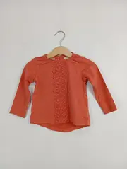 Vorschaubild 2 von Baby Mädchen Langarmshirt Gr. 80 Orange Häkeldetail Baumwolle Casual