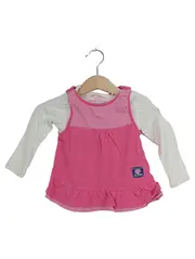 Vorschaubild 1 von Langarmshirt Mädchen Gr. 68 Pink Weiß Baumwolle Rüschen Gestreift