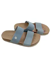Vorschaubild 2 von Damen Pantoletten Sandalen Korkfußbett Blau Gr. 36 Sommer
