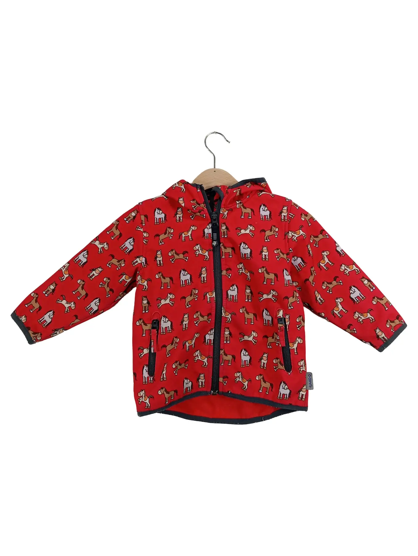 JAKO-O Kinder Regenjacke Gr. 80x86 Rot Pferde-Muster Outdoor Jacke
