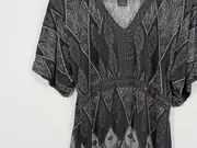 Vorschaubild 2 von Damen A-Linien Kleid Gr. 40 L Schwarz Bohemian Ethno Kurzarm