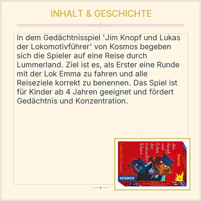 KOSMOS Jim Knopf Und Lukas Der Lokomotivführer Brettspiel – Für 2-4 Spieler Ab 4 Jahren