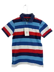 Vorschaubild 1 von Poloshirt Kinder Gr. 122 6-7 Jahre Gestreift Blau Rot Weiß
