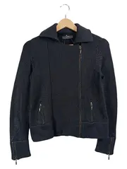 Vorschaubild 1 von Damen Strickjacke Gr. 36 S Schwarz Asymmetrisch Reißverschluss