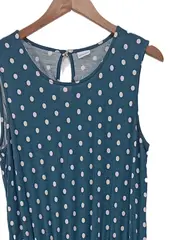 Vorschaubild 2 von Sommerkleid Damen Petrol Punkte Maxi Viskose Gr. 38/M