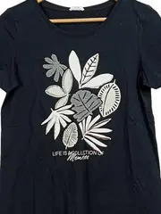 Vorschaubild 3 von Damen T-Shirt Blumenmuster Gr. 34/XS Casual Schwarz