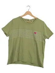 Vorschaubild 1 von Damen T-Shirt Gr. XL Oliv Grün Streifen Herz Applikation