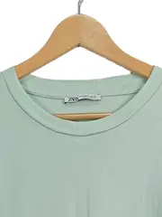 Vorschaubild 2 von Damen T-Shirt Grün Gr. 40/L Baumwolle Kurzarm Casual