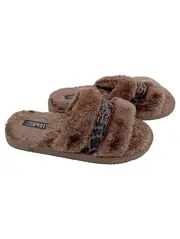 Vorschaubild 1 von Hausschuhe Damen Gr. 40 Braun Komfortabel Fluffy Pantoletten