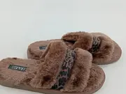 Vorschaubild 3 von Hausschuhe Damen Gr. 40 Braun Komfortabel Fluffy Pantoletten