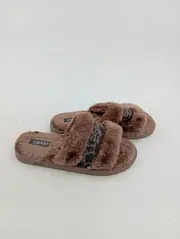 Vorschaubild 2 von Hausschuhe Damen Gr. 40 Braun Komfortabel Fluffy Pantoletten