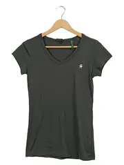 Vorschaubild 1 von Damen T-Shirt V-Ausschnitt Oliv Gr. S Basic Logo