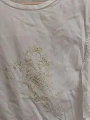 Vorschaubild 2 von Damen T-Shirt Blumenmuster Rüschen Lochmuster Weiß Gr. 38/M