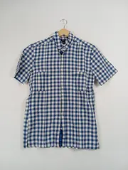 Vorschaubild 2 von Herren Freizeithemd Karo Kurzarm Blau Gr. 48/M Slim Fit