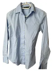 Vorschaubild 2 von Hemdbluse Damen Basic Blau Gr. 32/XXS Langarm Baumwolle
