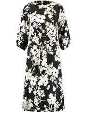 Vorschaubild 1 von Damen Freizeitkleid Midikleid Blumenmuster Schwarz Weiß Gr. 38 M