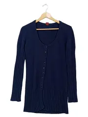 Vorschaubild 1 von Damen Strickjacke Klassisch Blau Wolle Kaschmir Gr. S Langarm