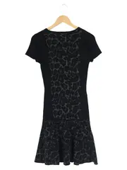 Vorschaubild 2 von Strickkleid Damen Gr. 36/S Schwarz Animal-Print Elegant Midikleid