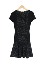 Vorschaubild 1 von Strickkleid Damen Gr. 36/S Schwarz Animal-Print Elegant Midikleid