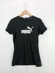 Vorschaubild 2 von Damen T-Shirt Gr. M Schwarz Sportlich Logo-Print Kurzarm Baumwolle