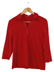 Vorschaubild 1 von Damen Pullover Rot 3/4 Arm Klassisch Casual Einheitsgröße
