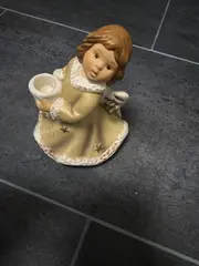 Vorschaubild 4 von Weihnacht Engel Kerzenhalter Figur Mädchen Keramik 12cm Beige