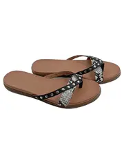 Vorschaubild 1 von Damen Zehentrenner Sandalen 37 Modisch Mehrfarbig Nieten Schlangenmuster